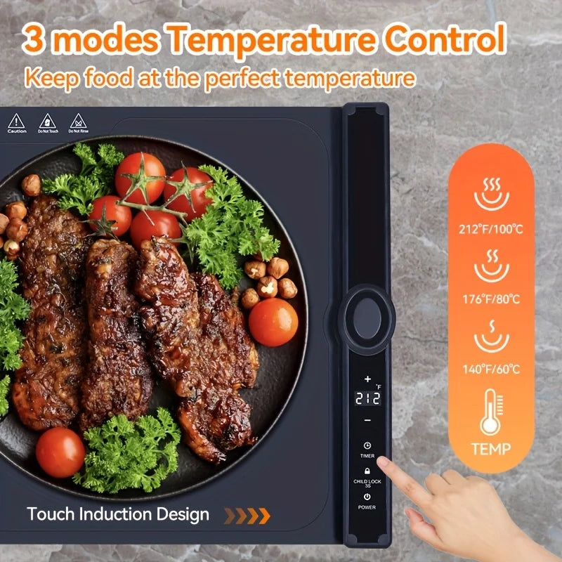 Flexible Silicone Food Warming Tray Electric Heated Mat for  Portable Foldable Dish Warmer