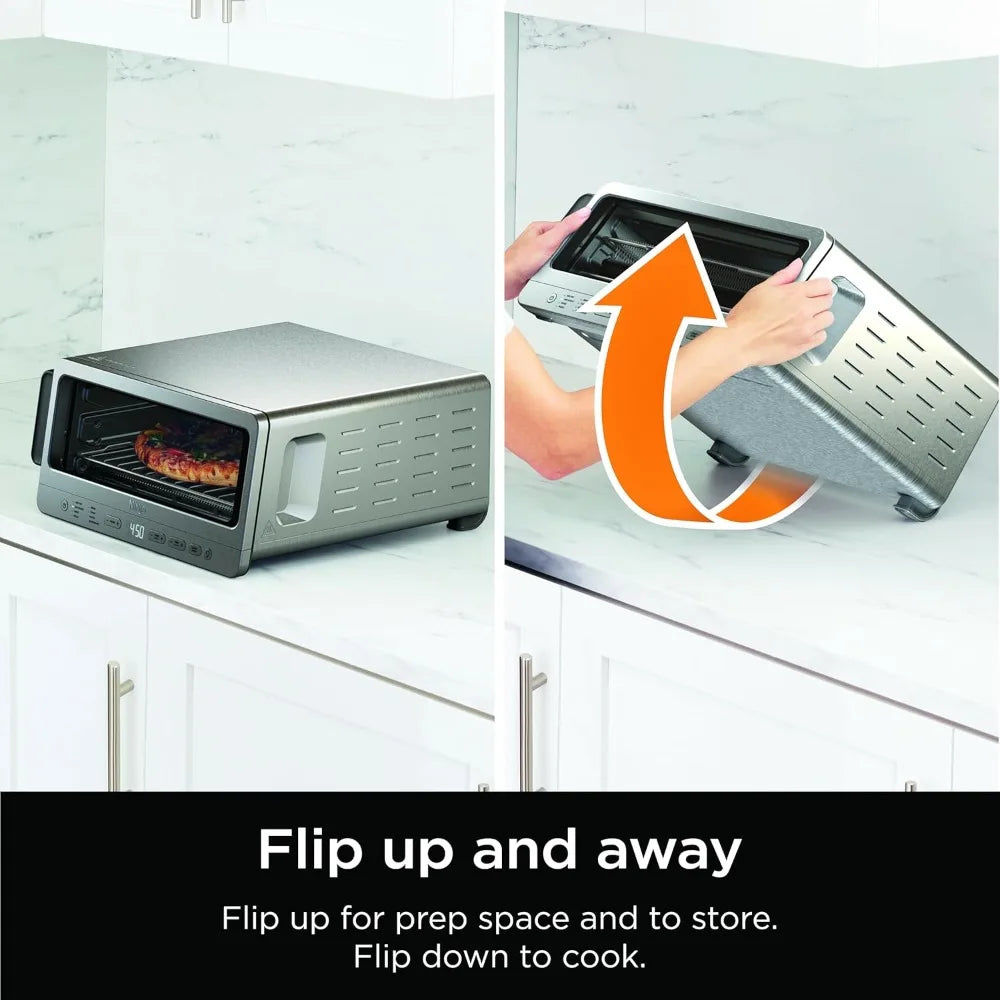 Ninja Air Fryer Toaster Oven Combo   8-in-1 Functionality   Flip Up & Away for Storage Space   Air Fry Basket, Sheet Pan