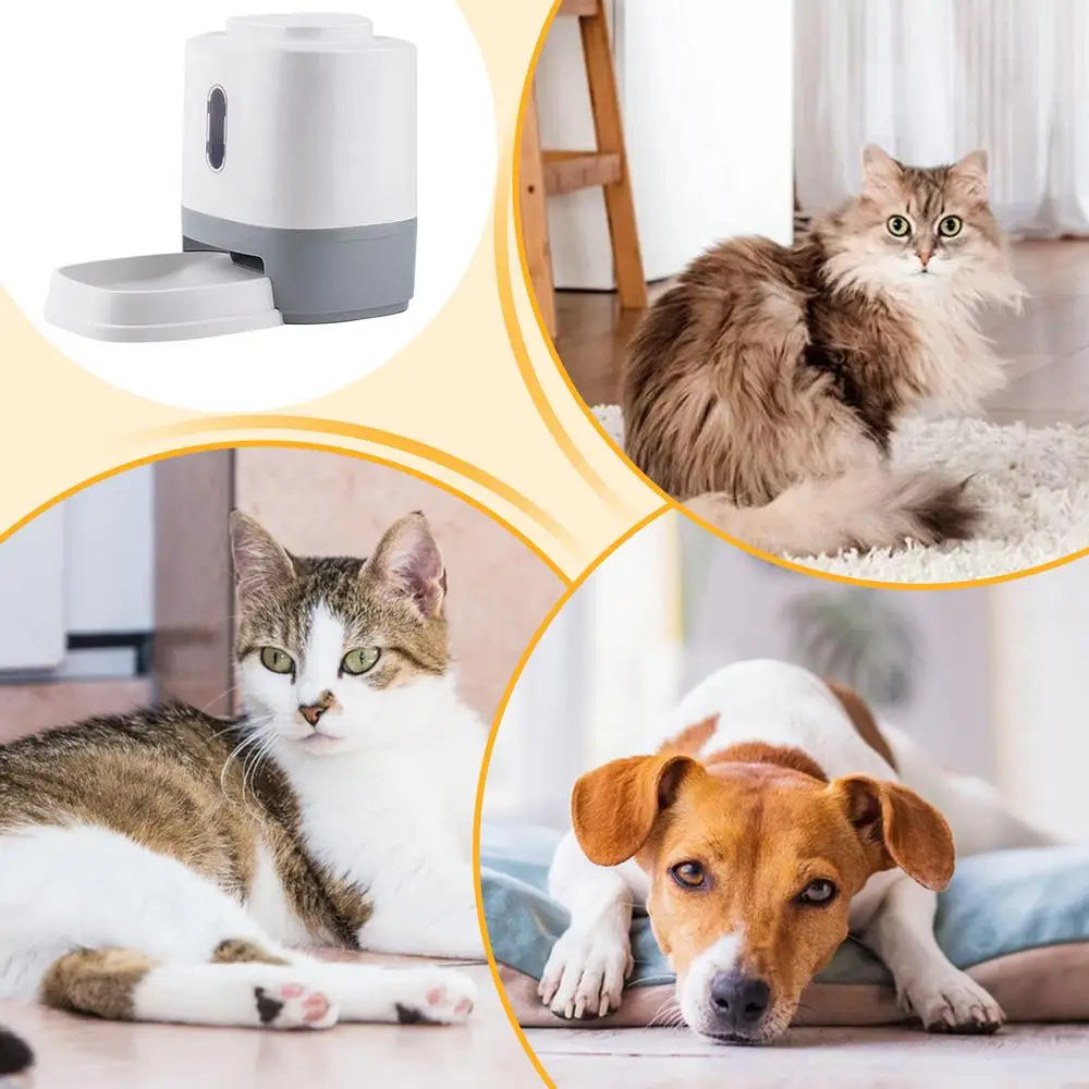 Cat Food Dispenser 1.5L Press Automatic Dog Treat Feeder With Bowl Slow Feeding Bowl Interactive Enrichment Toys For Small