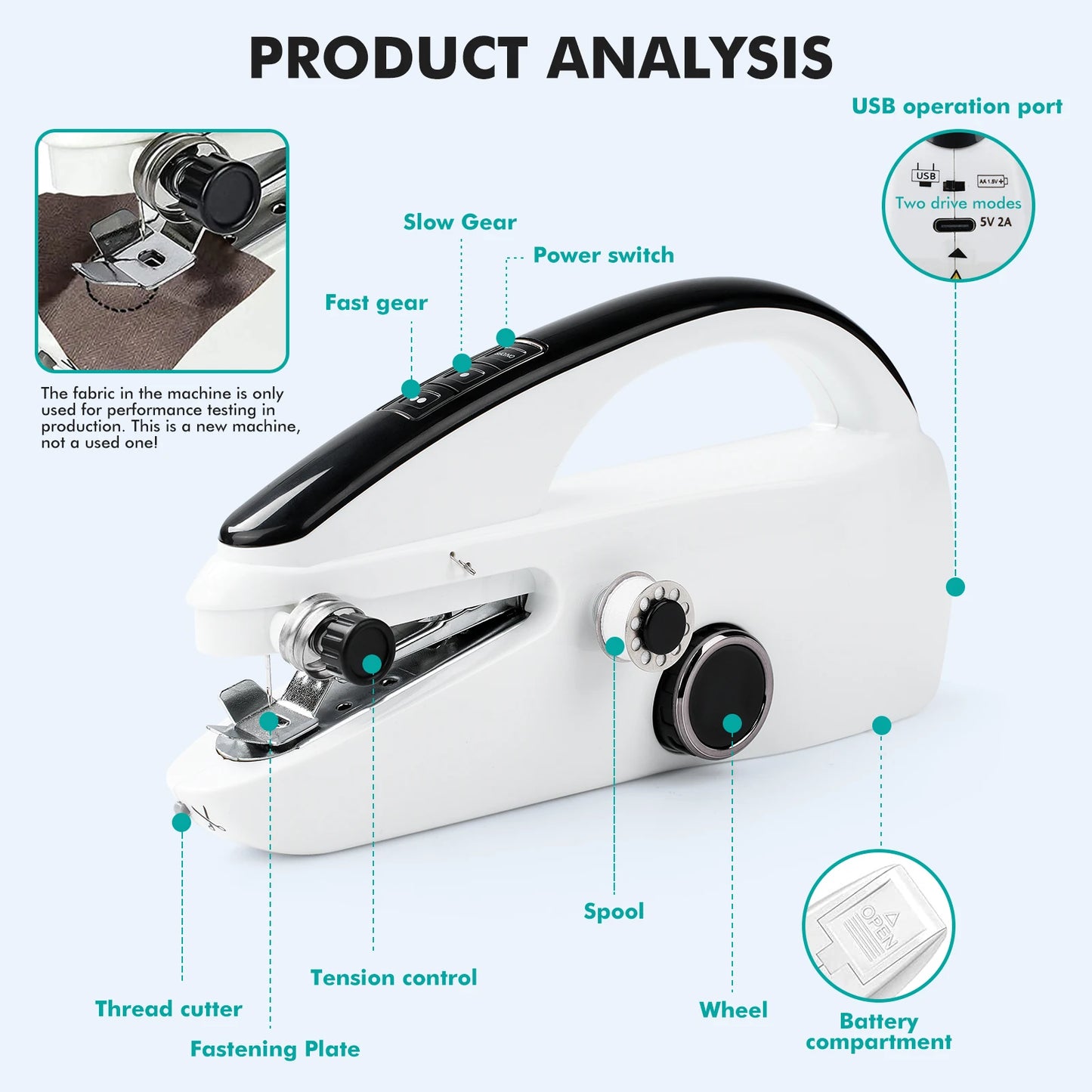 Mini Handheld Sewing Machine, Portable Electric Sewing Machine.