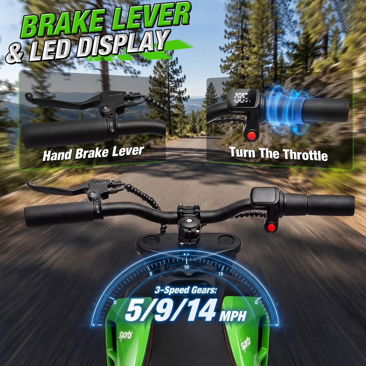 24V Kids Electric Dirt Bike, Powerful Motor 14MPH Ride‑on Motorcycle for Kids, 3‑Speed Adjustable with Disc Brake & Shock Absorption,