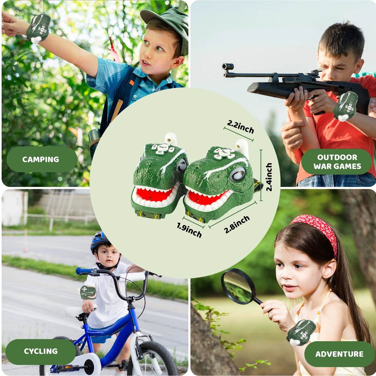 Dinosaur Toys Walkie Talkies for Kids 2 Pack, Wrist Walkie Talkie Watch Toys for Boys Girls Age 3-12, T-Rex Dino Watch Toys.