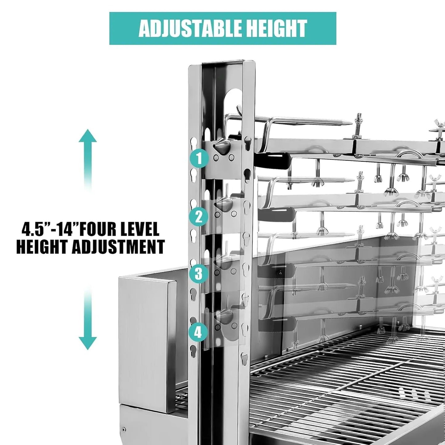 132LBS Stainless Steel Rotisserie Grill Roaster . with Back Cover Guard 25W Motor.