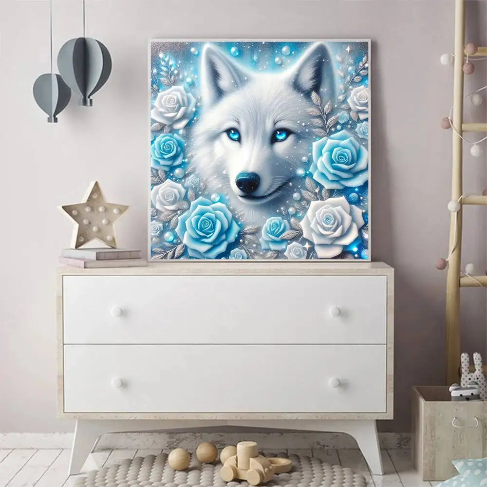 Evershine Diamond Mosaic Wolf Animal Full Square Round Diamond Painting .