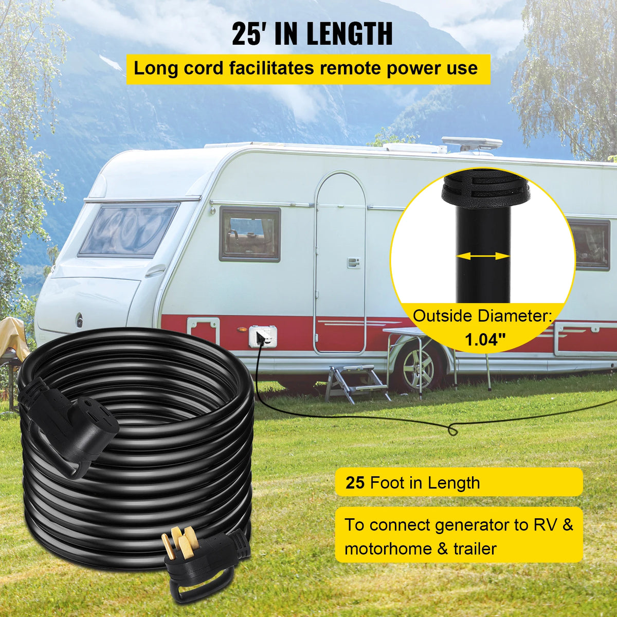 25FT 36FT 50FT 50Amp RV Extension Cord N14-50 Plug Copper Wire.