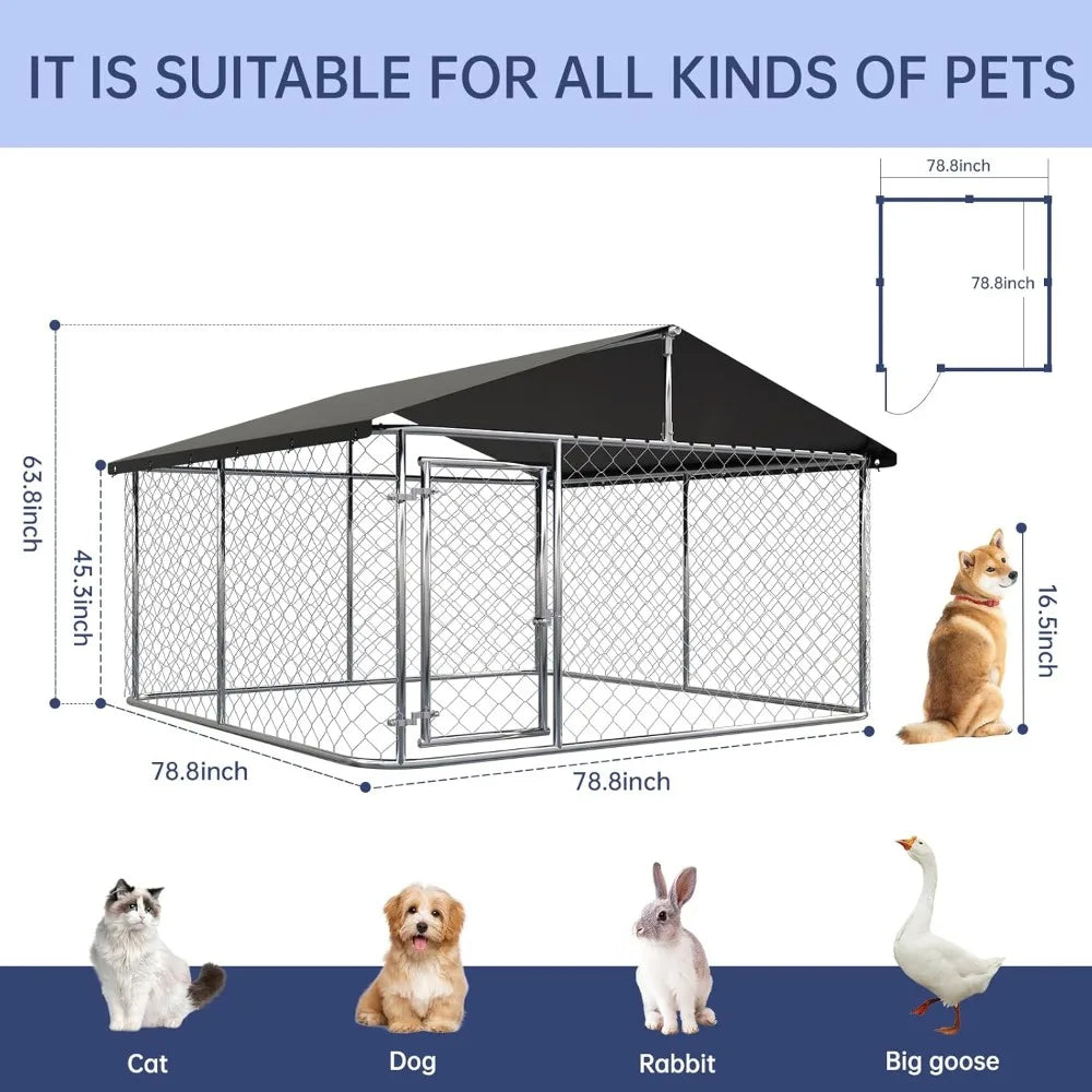 Large Outdoor Dog Cage, Heavy Duty Dog Kennel House Mesh, .Fence with Secure Lock.