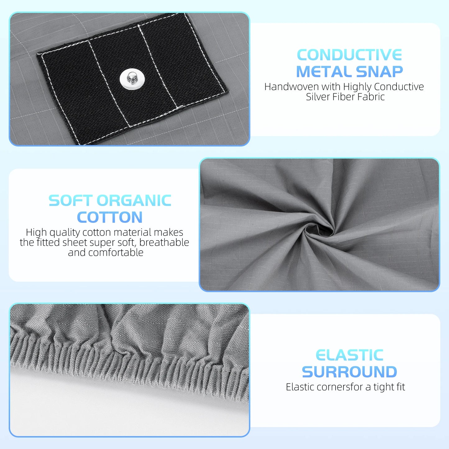. Grounding Sheet, 90% Organic Cotton+10% Pure Silver Organic for Improved Sleep