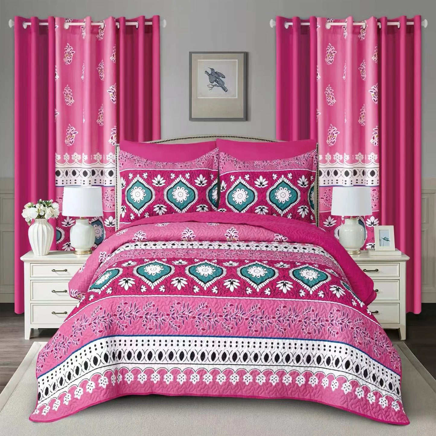 10 Pcs Printed Bedspread Set Luxury High Quality Quilt Set Quilting Thin Comforter Set All Season