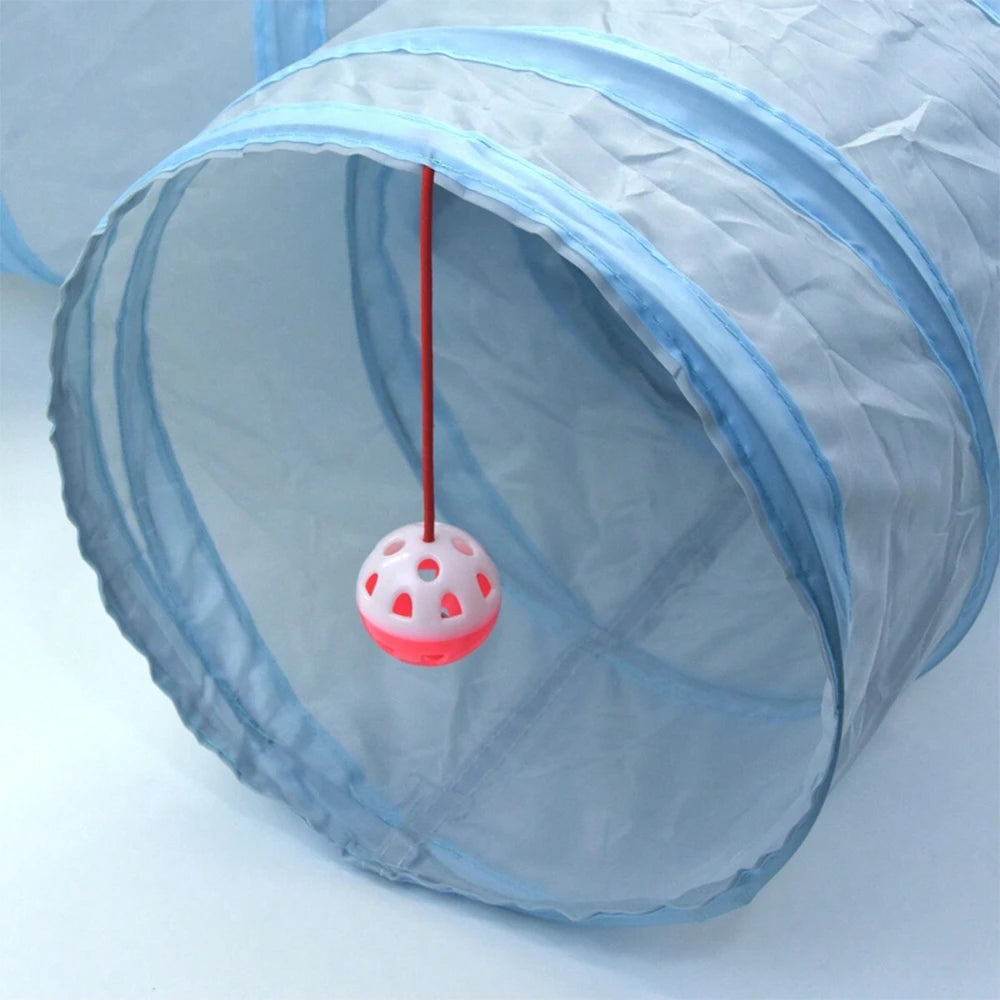 Cat Toys Gray 3-Way Foldable Pet Cat Tunnel Tube Toy