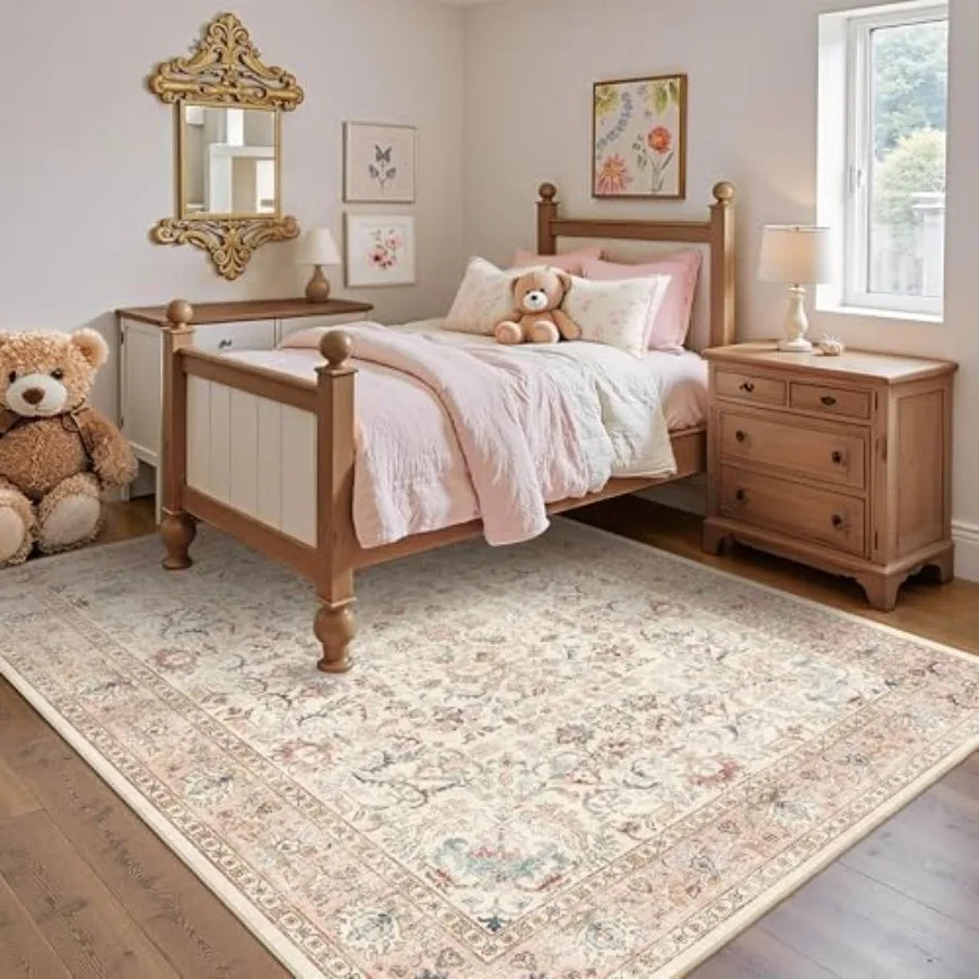 6x9 ft Pink Washable Area Rugs