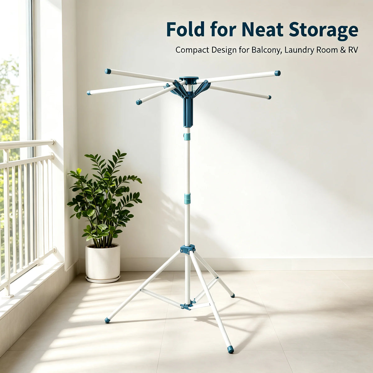 Tripod Clothes Drying Rack Foldable Laundry Rack with 4 Hanging Rods, Adjustable Height 3.61-5.91ft .