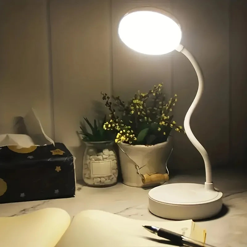 Flexible LED Desk Lamp with 3-Level Dimmer, USB Powered, Eye-Caring, Warm, White Light,