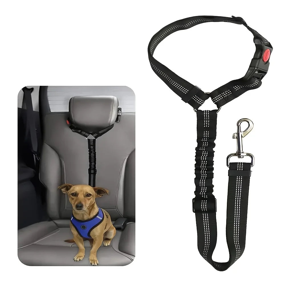 Car seat belt, elastic and retractable dog leash, non-slip adjustable dog leash.