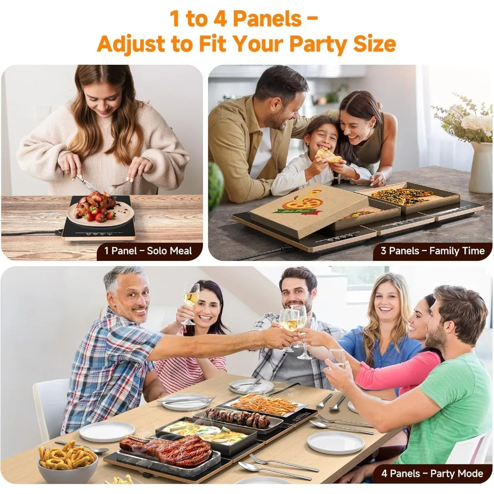 FEPPO Electric Warming Tray, 4-in-1 Food Warmers. 10 Temp Settings and Timer