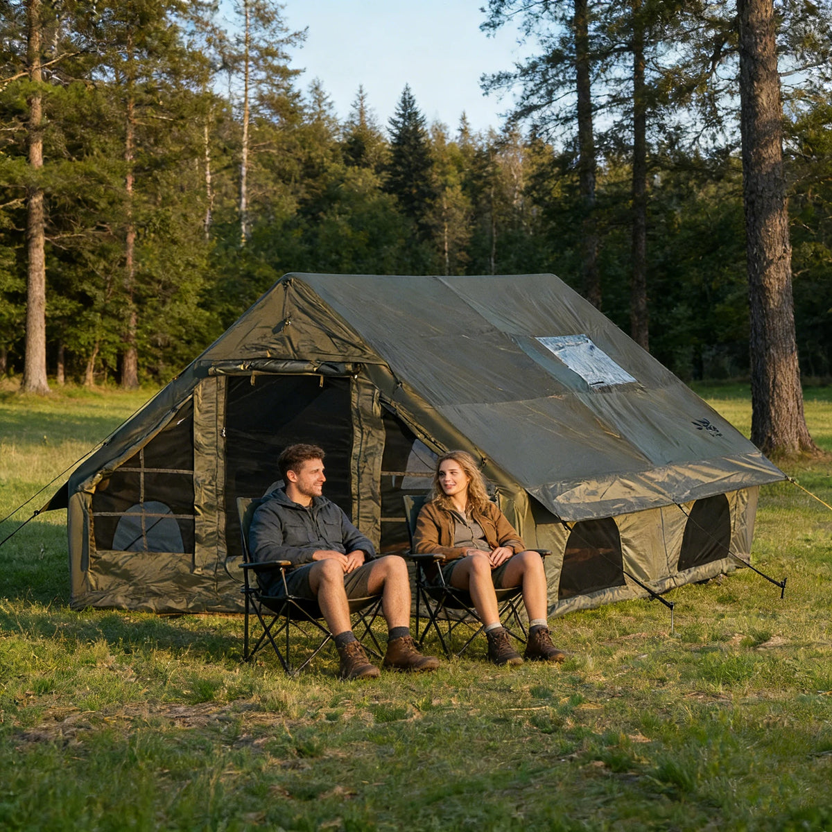 PAKICETUS Large Luxury Inflatable Glamping Tent with Manual Hand Pump, Easy Setup 4 Season Anti-Snow Spacious Family Shelter, Weatherproof Air Tent .