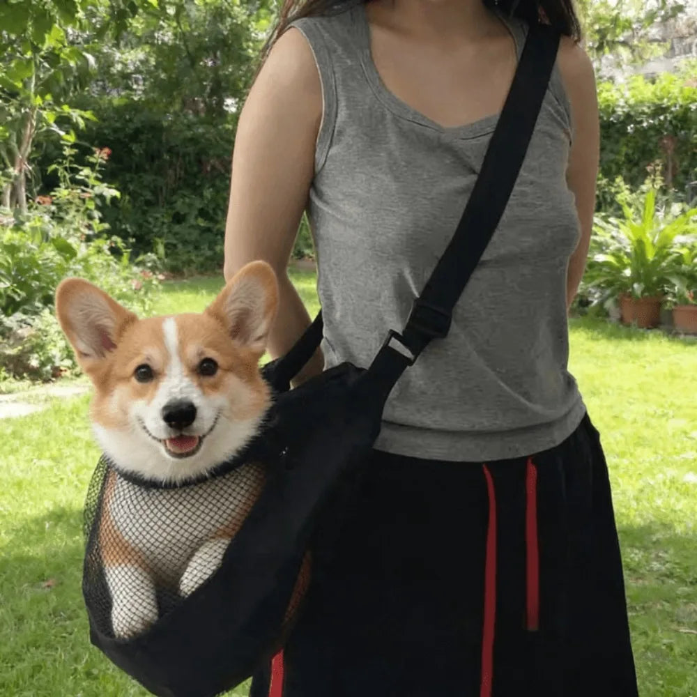 1pc Unisex Breathable Mesh Pet Carrier Sling Bag Crossbody Wearable .