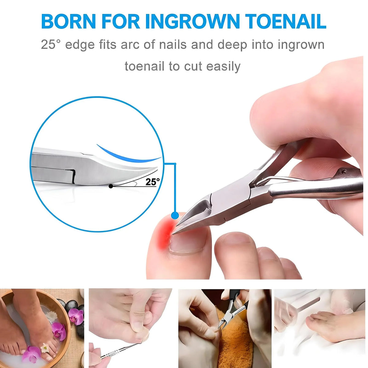 Professional Sharp Curved Blade Toe Nail Clippers For Thick Ingrown Toenails.