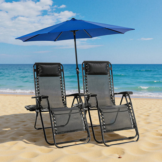 Zero Gravity Portable Recliner  with Cup Holder Trays Adjustable Pillow.