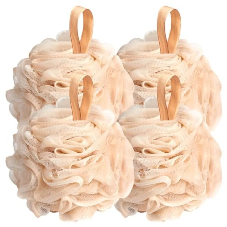 Loofah Bath Sponge Shower Loofahs, 4 Pack Soft Loofa Exfoliating Body Scrubber