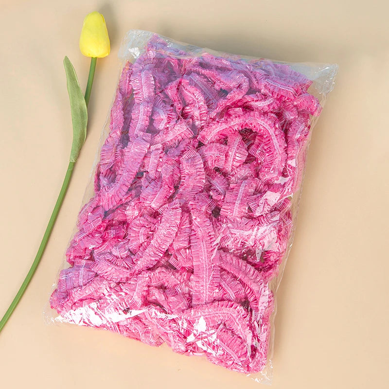 80pcs Waterproof Disposable Shower Cap Women's  Elastic Mouth Strip Plastic.
