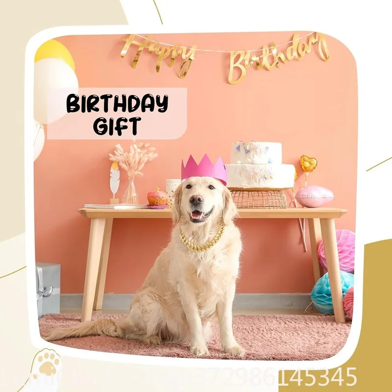 Luxury Gold Metal Dog Chain Collar Bling Pet Jewelry Necklace For Small Medium Large Dogs. Cats .