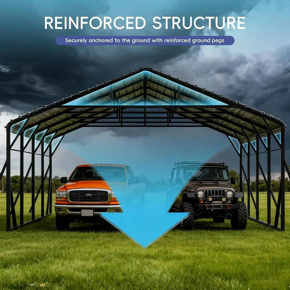20x20 FT Heavy Duty Metal Carport Kits with Galvanized Steel Roof,