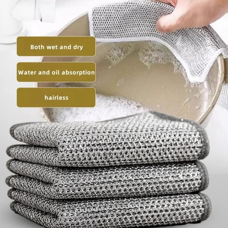 Magic Cleaning Cloth Thickened Double -sided Metal Steel Wire Rags