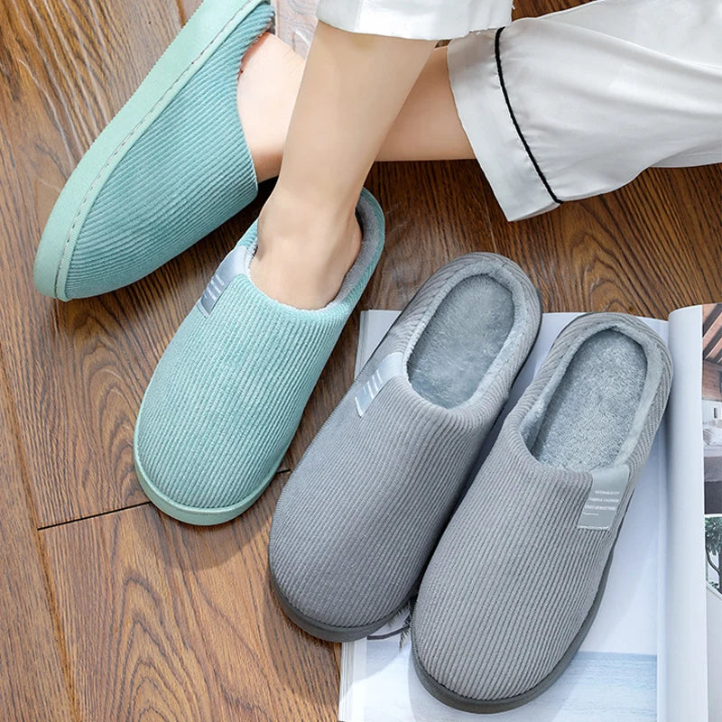 Cotton Slippers Women's Home Autumn and Winter Home Indoor Warm Couple Plush .