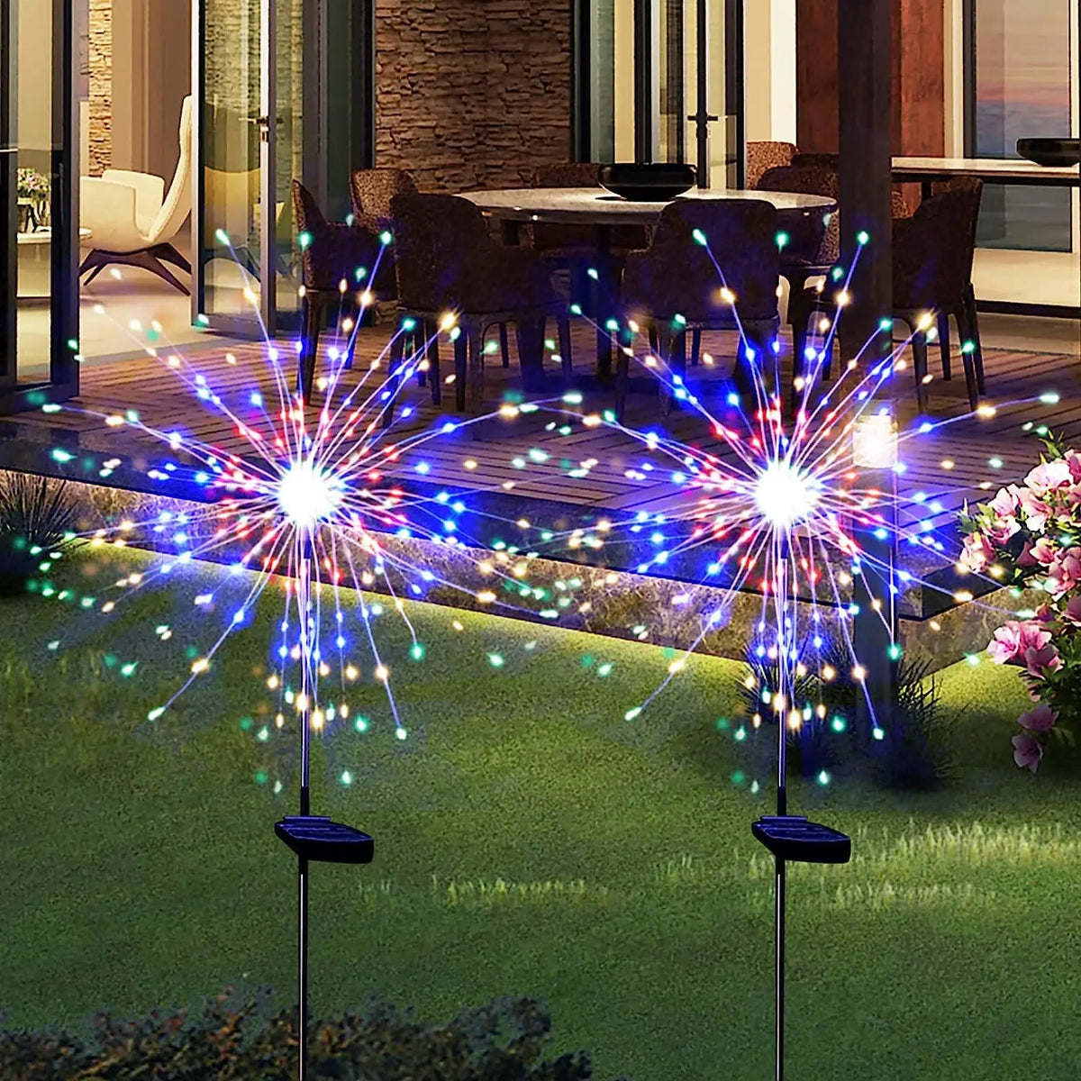 Solar Firework Lights Outdoor 2 Pack, 120LED Solar Starburst Garden Lights .