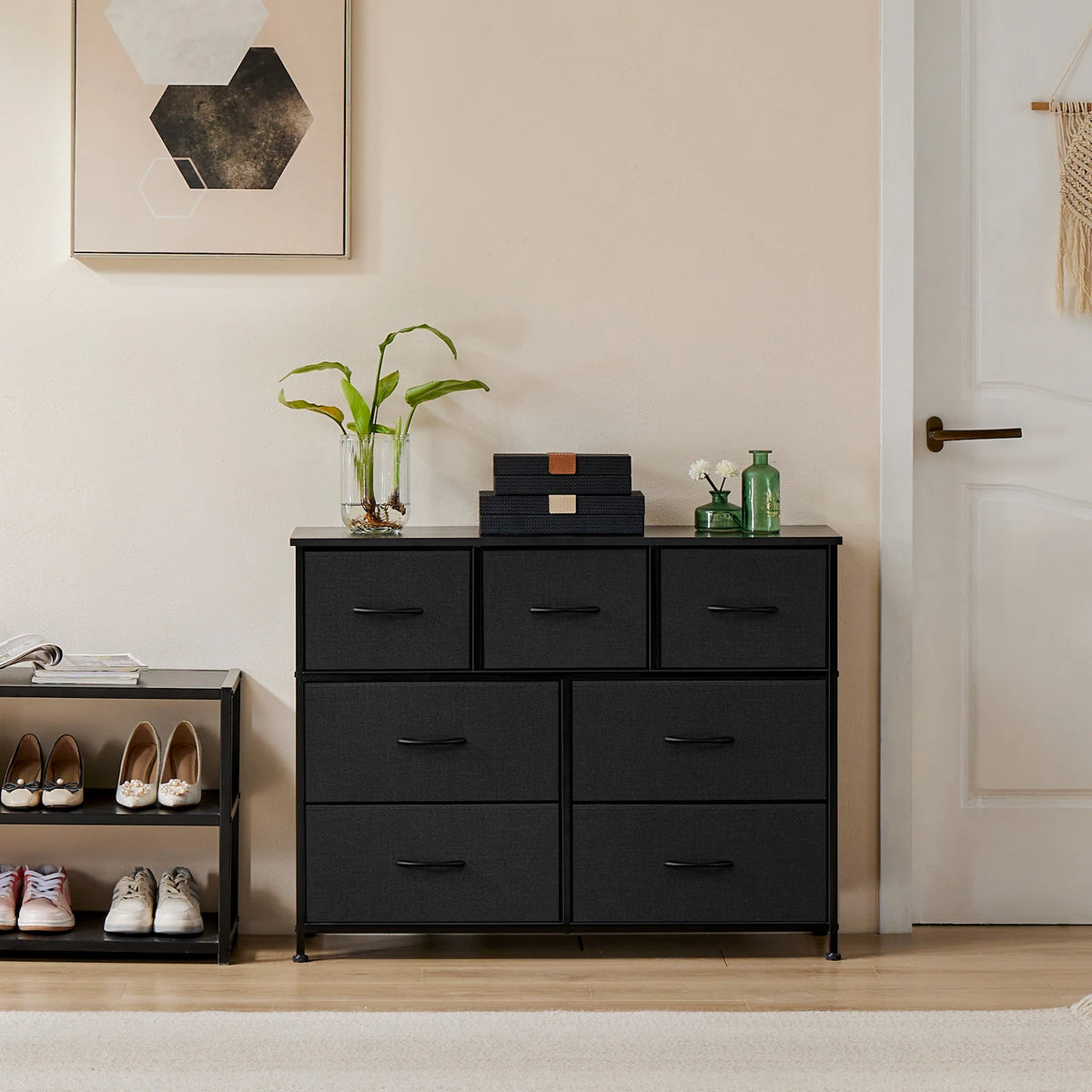 .Dresser . With 7 Fabric Drawers Organizer Storage Closet Chest Clothes.