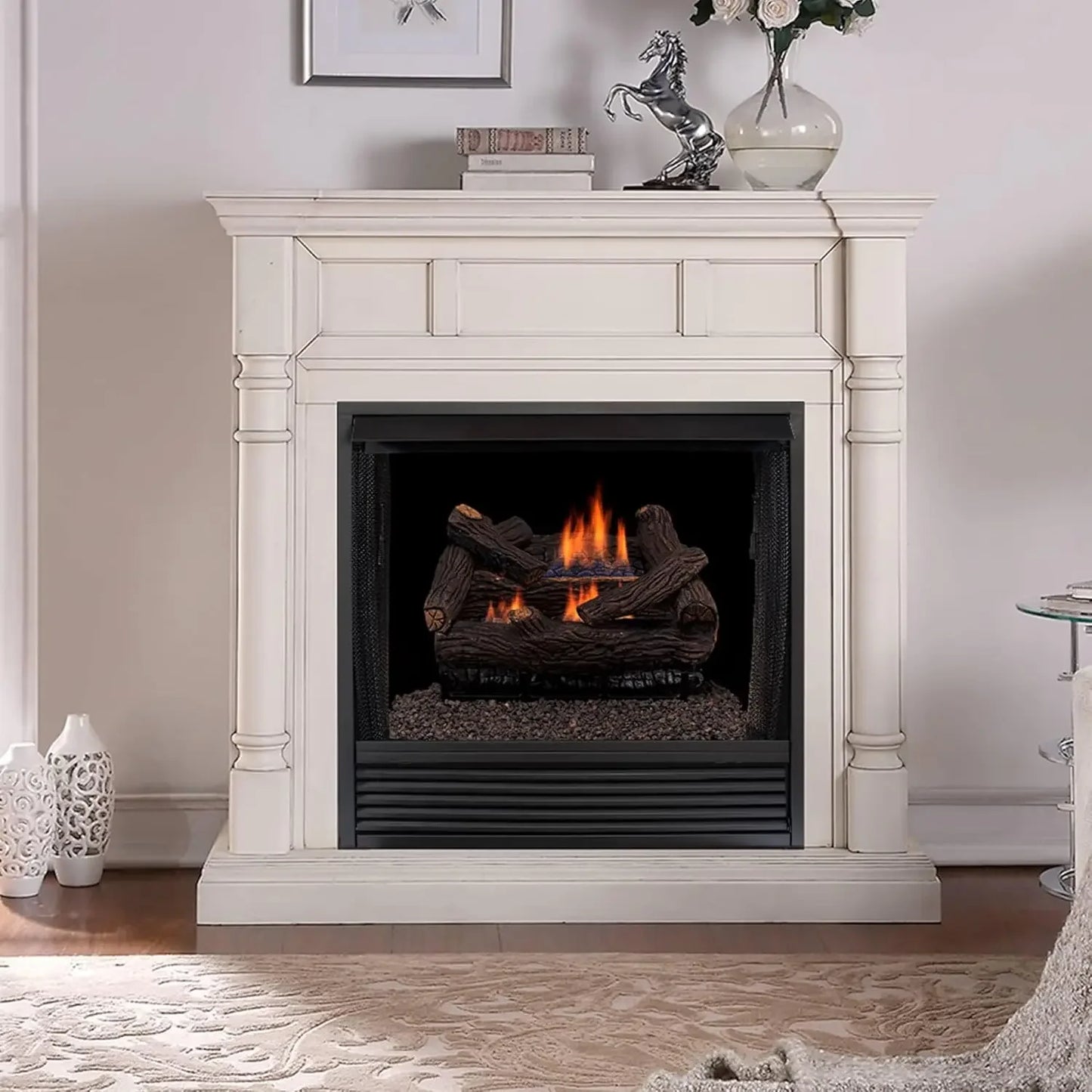 Ventless Natural Gas Log Set - 18 in. Stacked Oak, 30,000 BTU, Remote Control - .