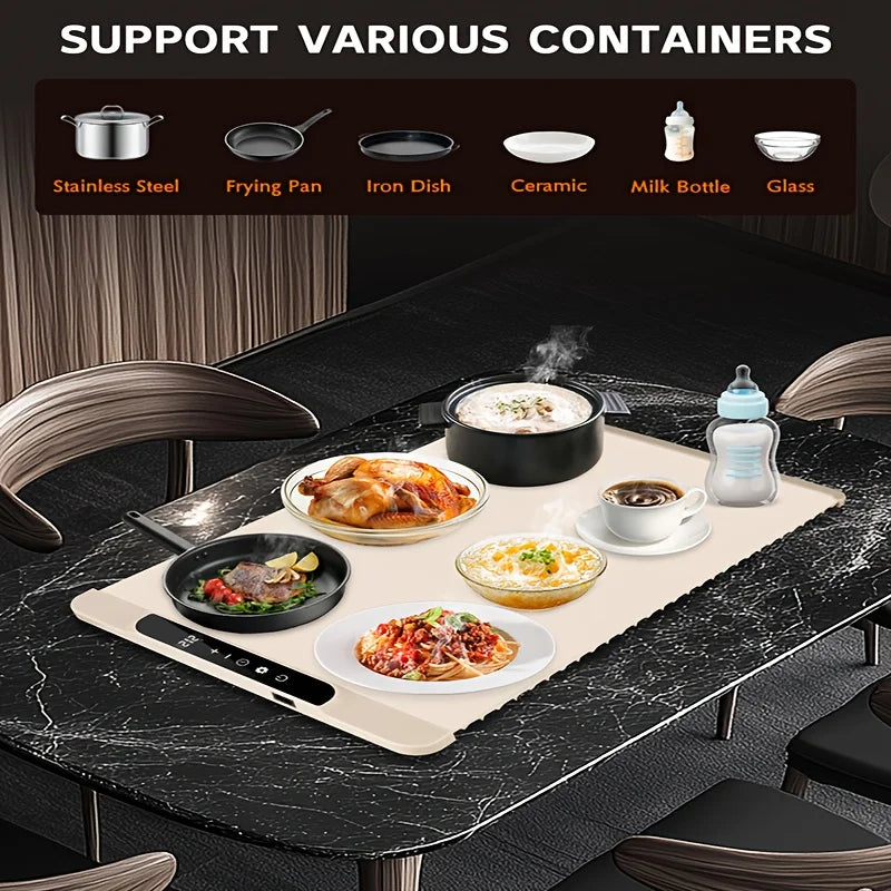 Flexible Silicone Food Warming Tray Electric Heated Mat for  Portable Foldable Dish Warmer