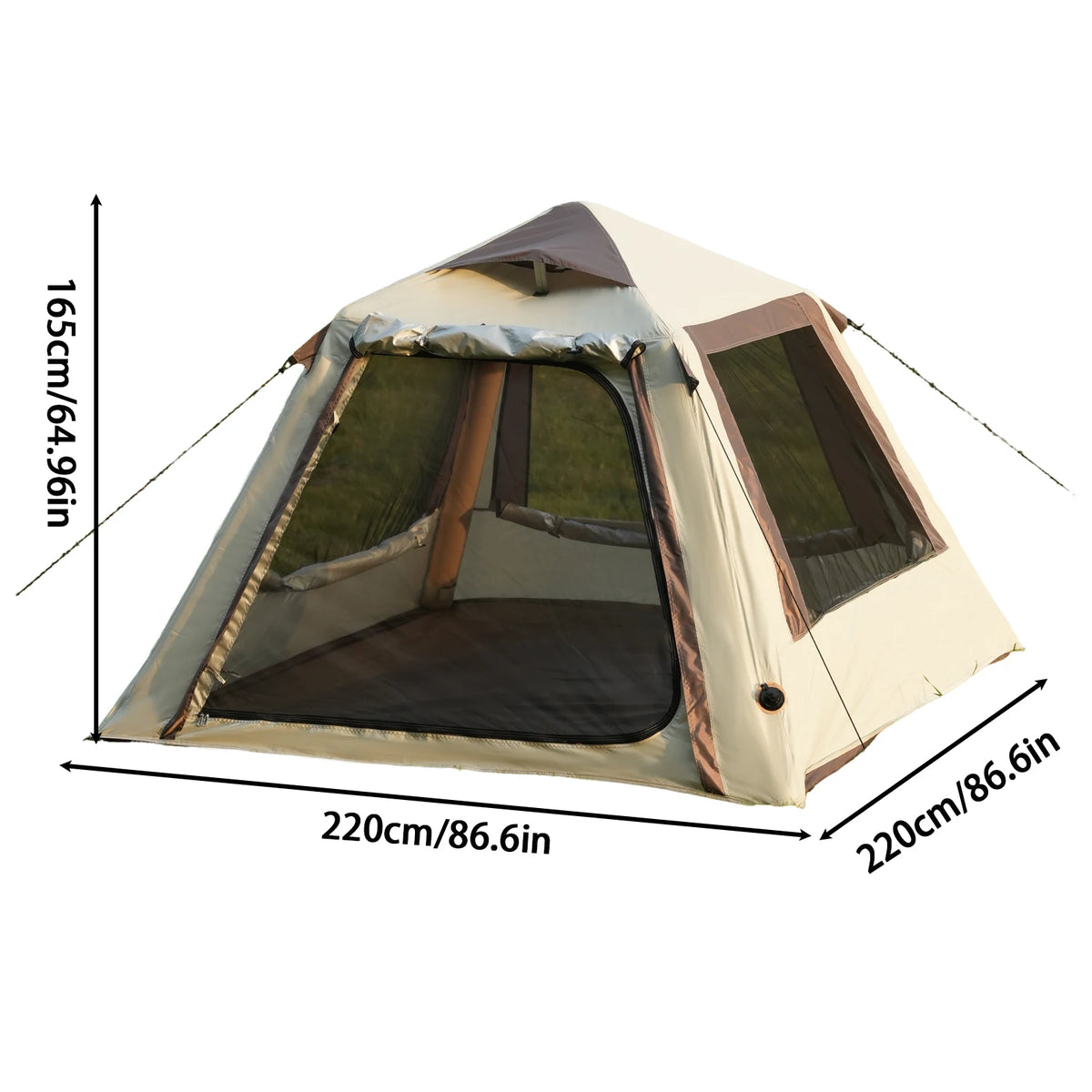 PAKICETUS Large Luxury Inflatable Glamping Tent with Manual Hand Pump, Easy Setup 4 Season Anti-Snow Spacious Family Shelter, Weatherproof Air Tent .