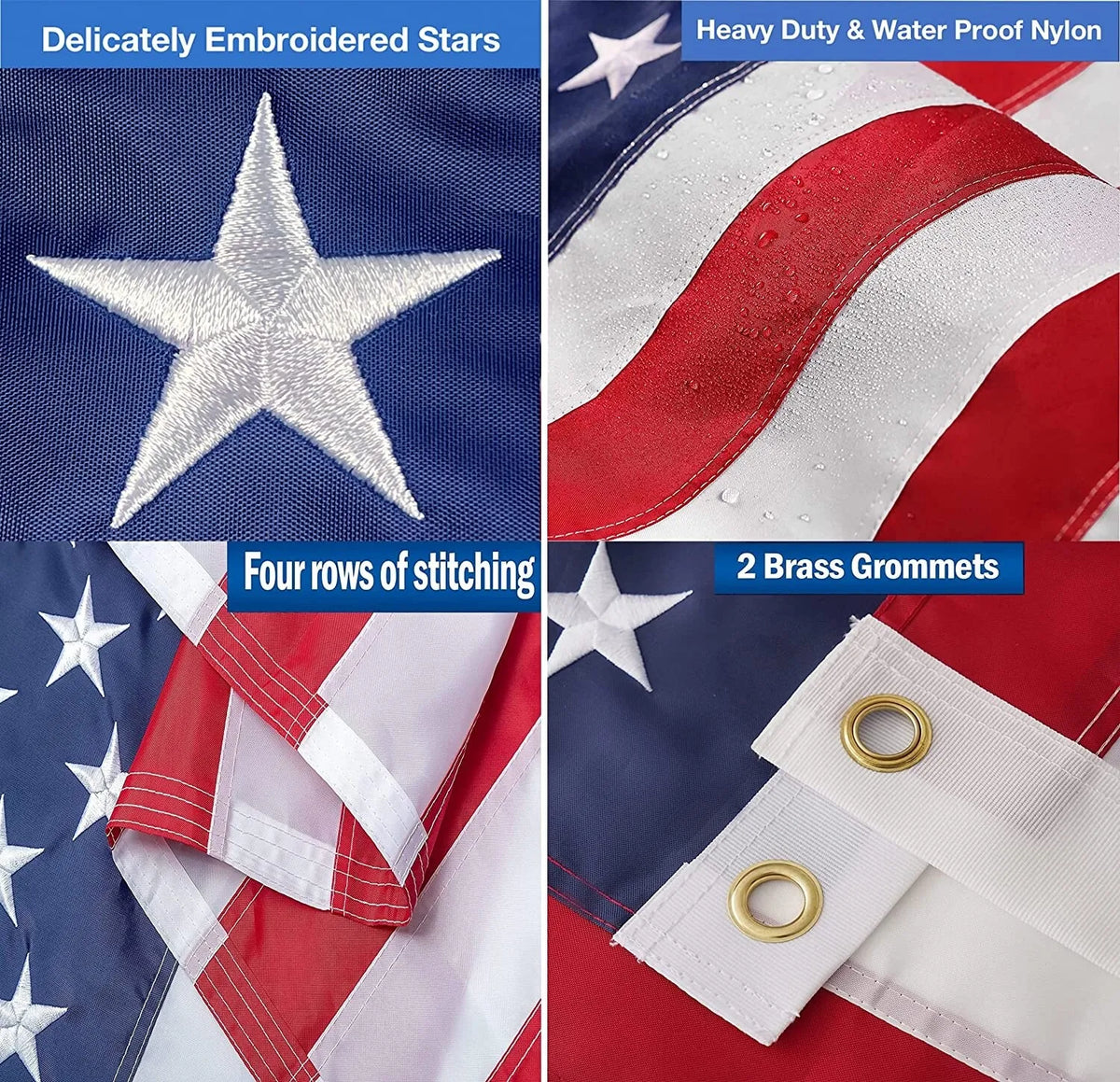 US American Flag 3x5 Quality Made USA Flag Embroidered United States Flag