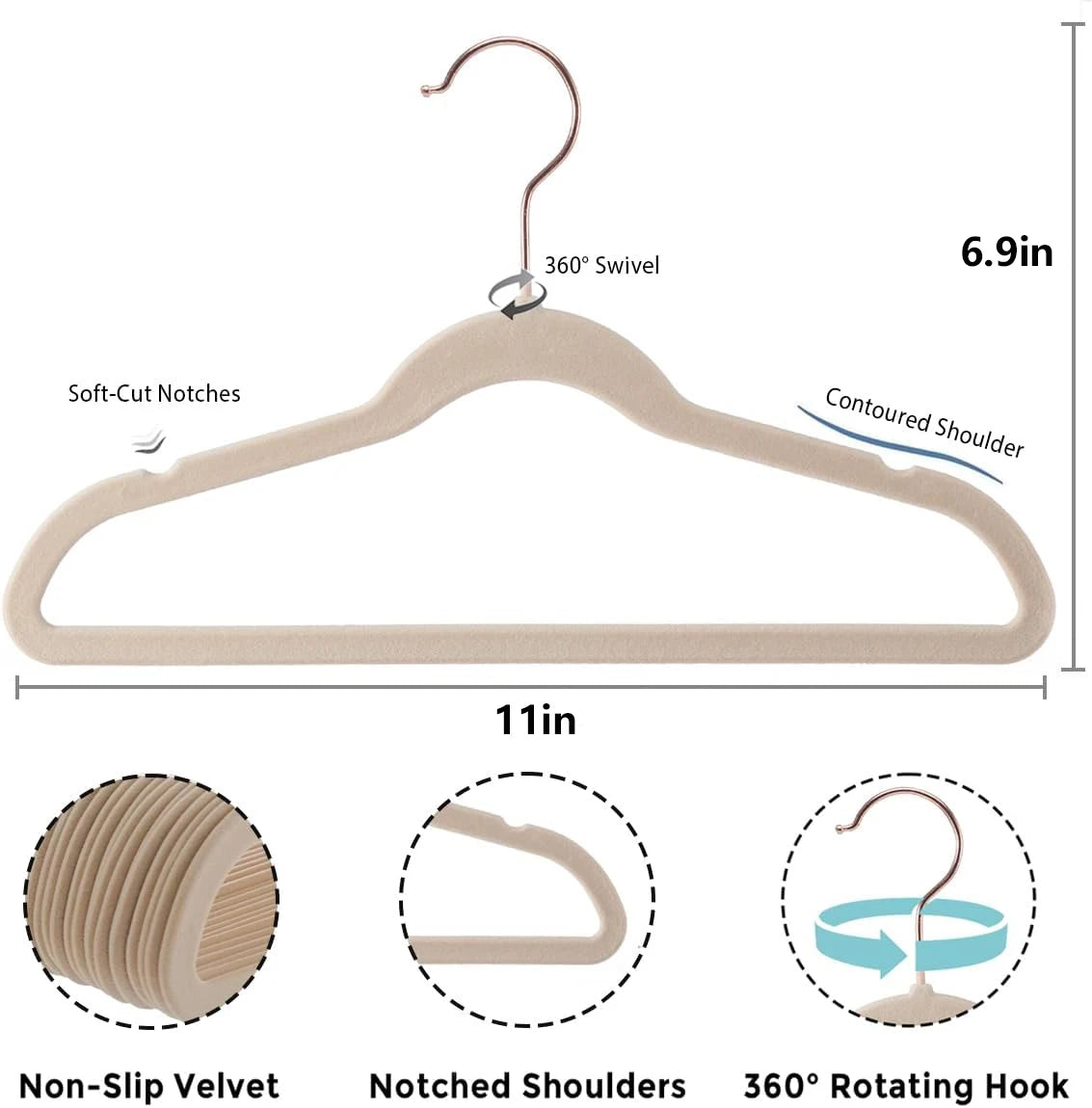 Baby Velvet Hangers 30/50 Pack - 11 Inch Premium Felt Non Slip Kids Hanger for Infant & Toddler Clothes.