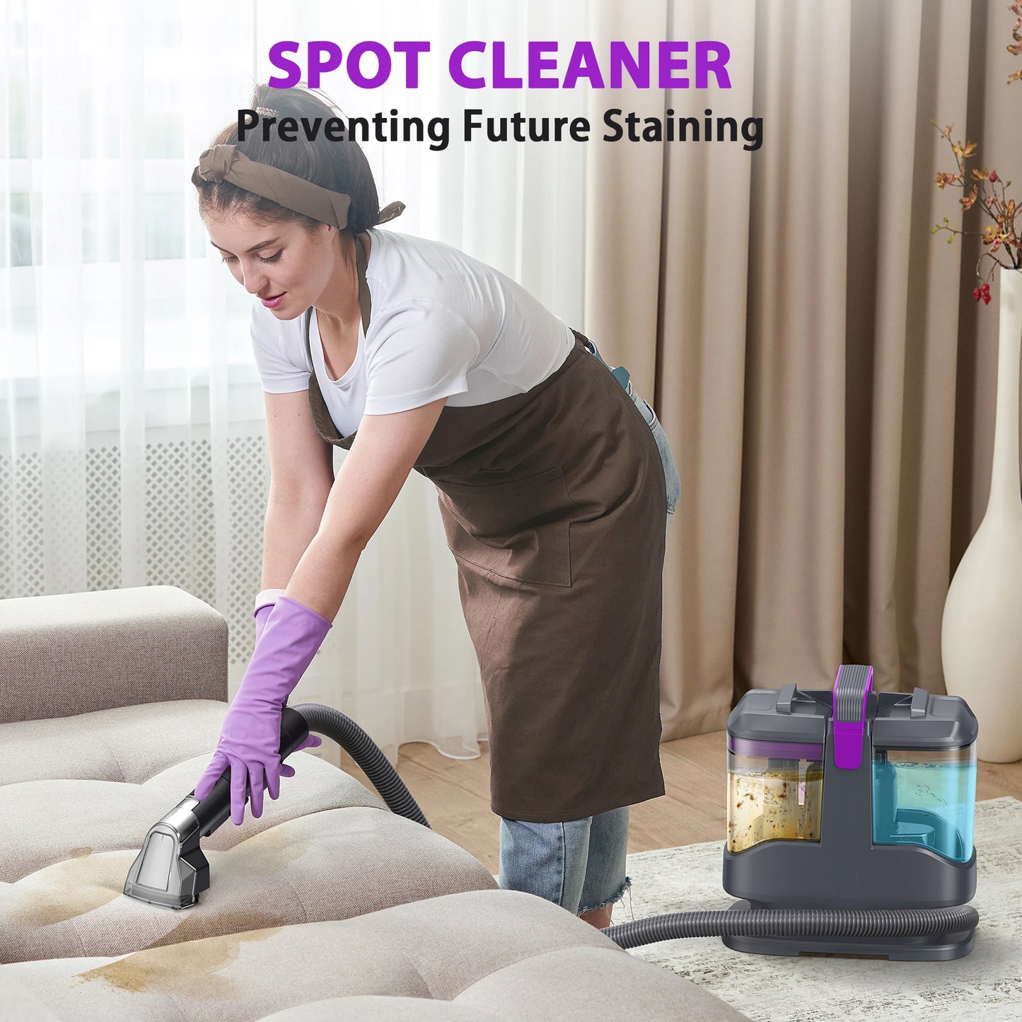 .Portable Carpet & Upholstery Cleaner Machine, 15Kpa 13.5ft Corded Spot Cleaner.