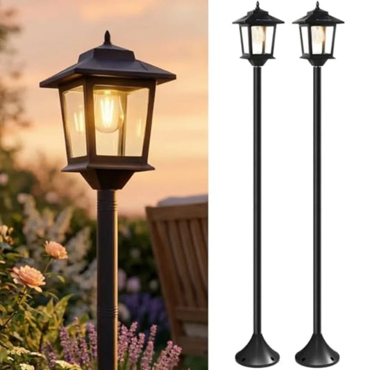 Outdoor Solar Post Lights, 2-Pack 63" Dusk to Dawn Solar Lamp Posts, Waterproof Floor Lamps.
