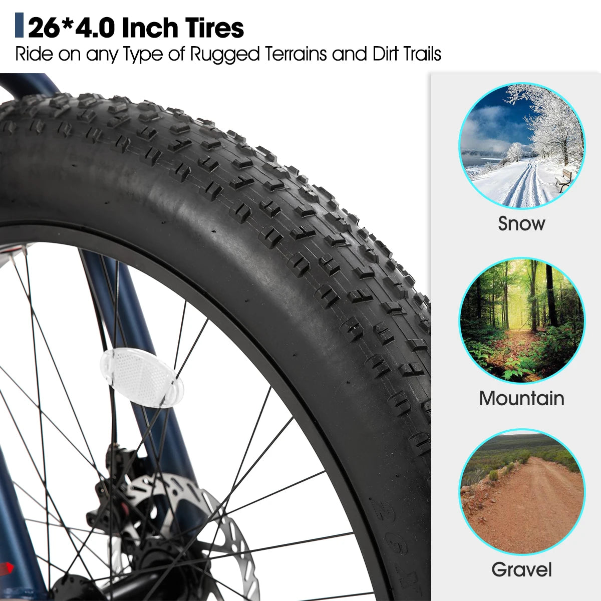 Hiland 20/24/26 Inch Kids Mountain Bike Fat Tire Dual-Disc Brake Shimano 7-Speed Beach Bicycle for Ages 5+ Years Old Boys And Girls