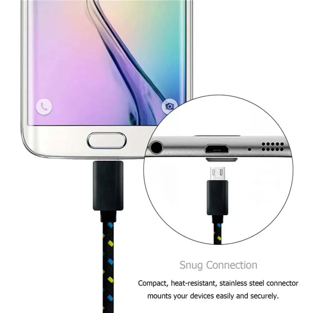 2.0A Nylon Micro USB Cable Fast Charging Wire For Samsung Xiaomi Data Cable Mobile Phone Fast USB Charger Cable Android Cord