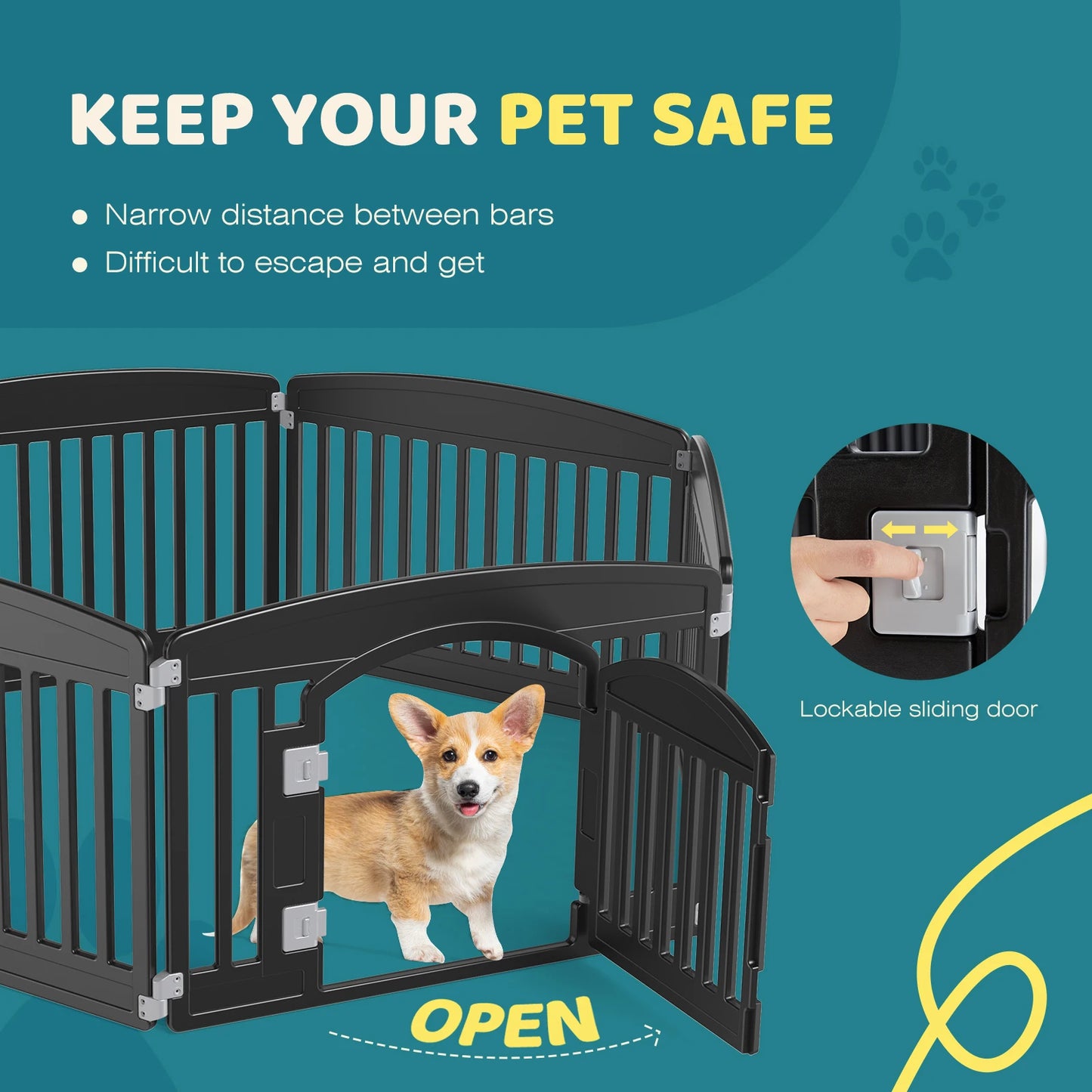 Plastic Dog Playpen 6 Panel 24IN Expandable Durable Pet Fence for Medium Dogs