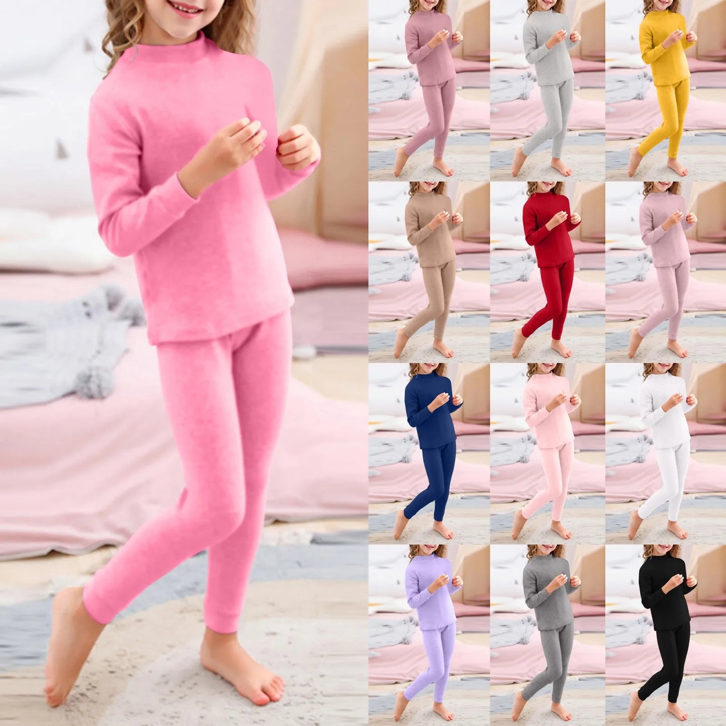 Unisex Solid Long Sleeve Warm Pullover Pajamas