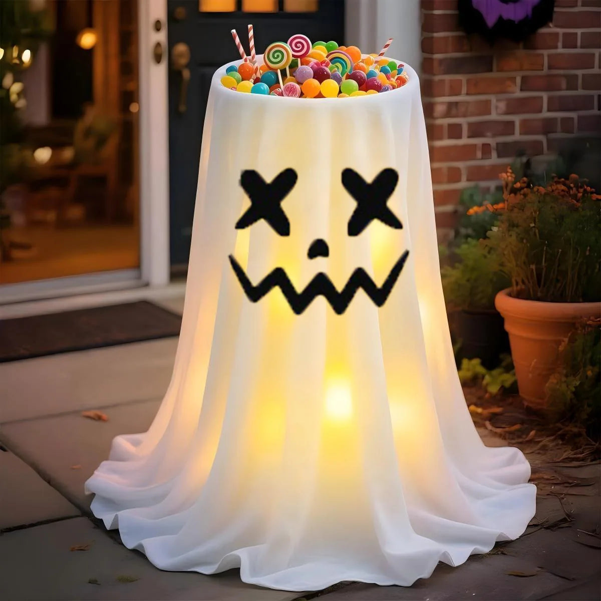 Large-Capacity Lighted Halloween Ghost Candy Bowl