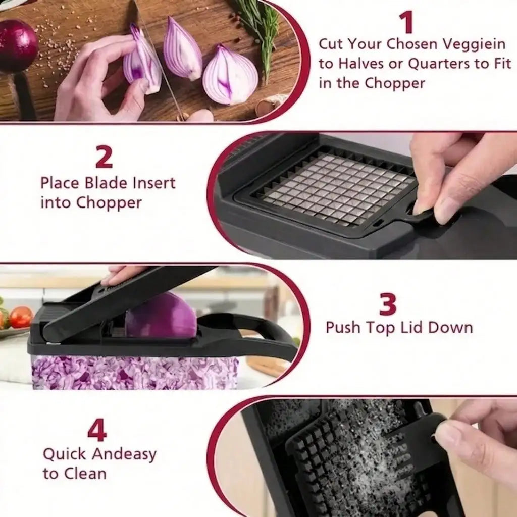[Black Vegetable Slicer] 16-In-1 Multi-Functional Vegetable Chopper, Professional Onion Dicer, .