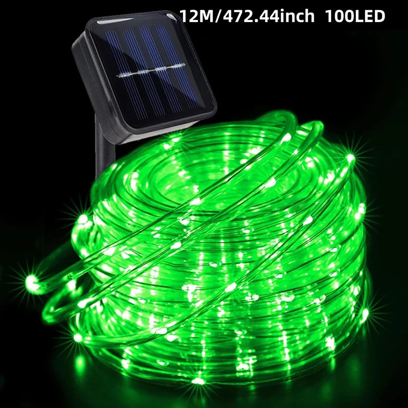1pc Solar LED Tube Light 100LED Tube Rope String Light 8 Modes with Outdoor PVC Tube Light Solar Fence Light .