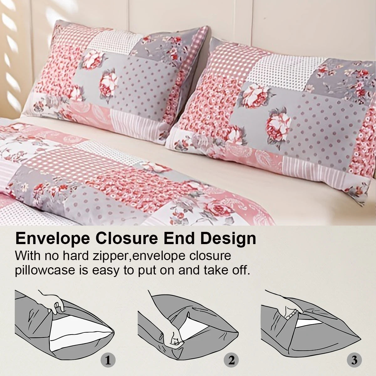 Patchwork Floral Light Pink Printed Duvet Cover Set