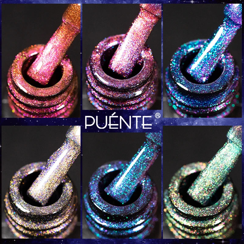 .6pcs/set Aurora Glitter 9D Cat Magnetic Gel Nail Polish With Magnet Soak Off UV Nail Art Varnish Kit For Manicure