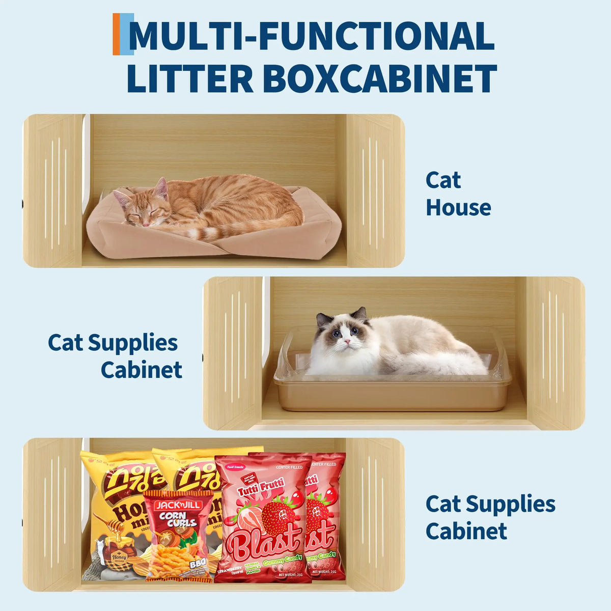 Multi-Level Cat Tree with Hidden Litter Box Enclosure Sisal Scratching Posts Condo & Hammock . Modern Litter Box Furniture