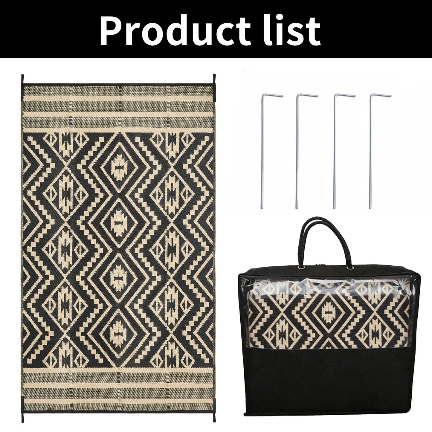 Outdoor Area Rug 8X10 Navy/Ivory,