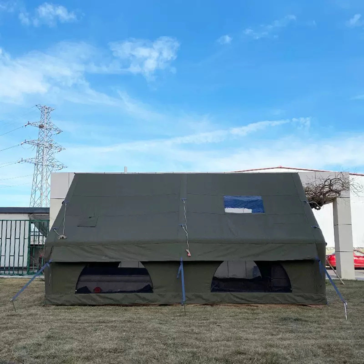 PAKICETUS Large Luxury Inflatable Glamping Tent with Manual Hand Pump, Easy Setup 4 Season Anti-Snow Spacious Family Shelter, Weatherproof Air Tent .