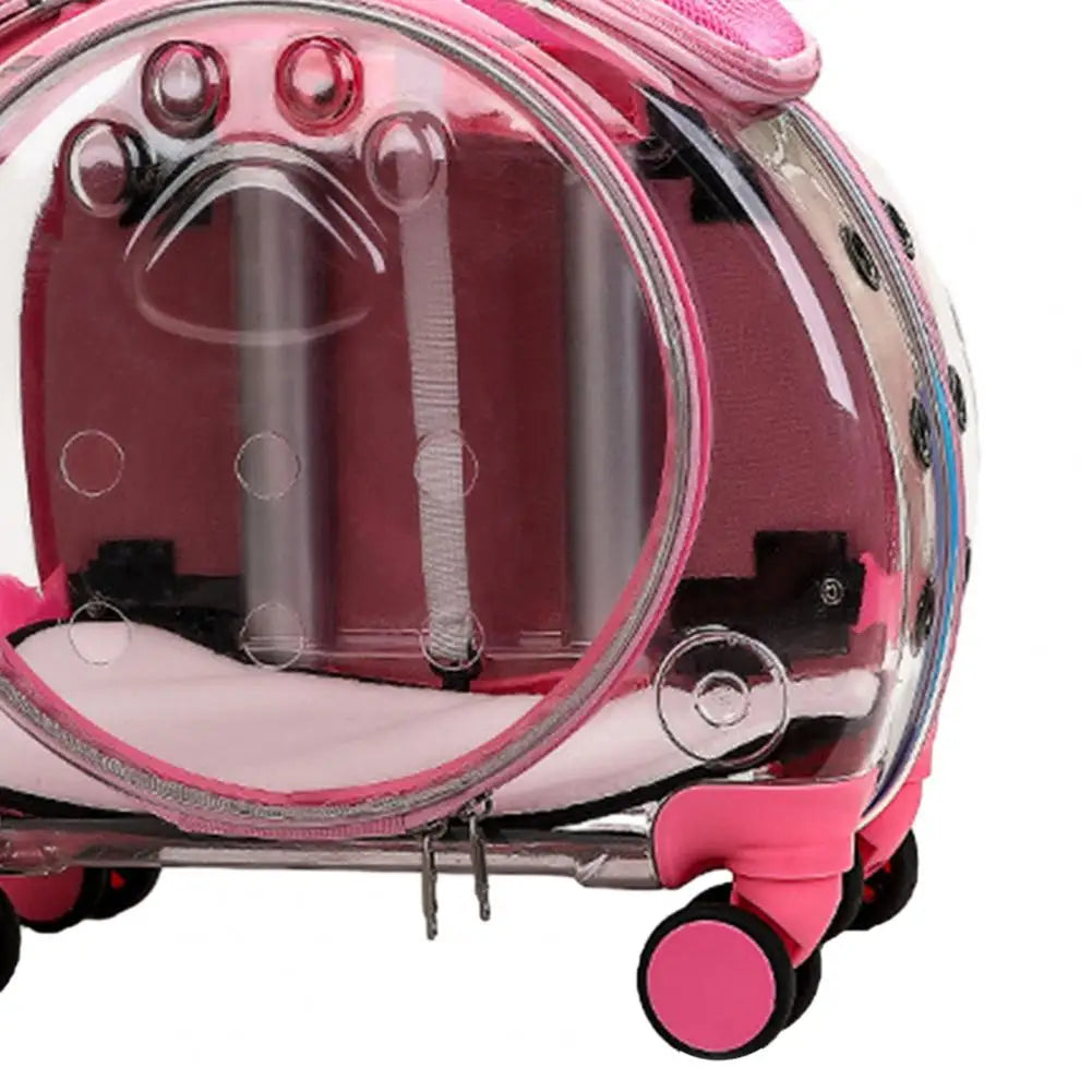 Pet Trolley Case, Portable Transparent Cat Bag Multifunctional Pet Backpack, Pink .
